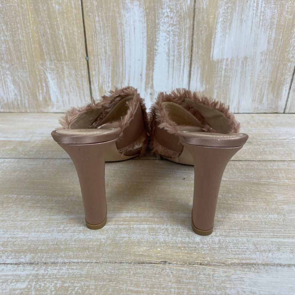 Gianvito Rossi Sandals Crossover Frayed Edges Chunky Heel Satin Pink 37½ Italy - Picture 4 of 13